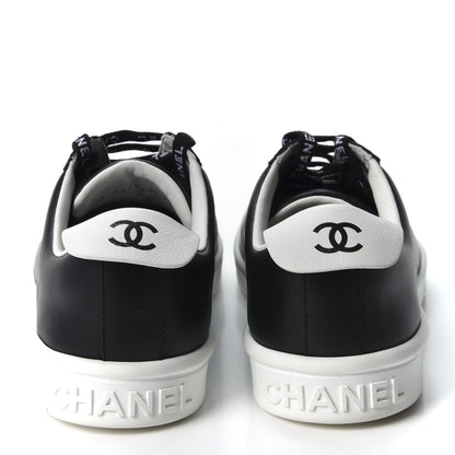 Chanel Calfskin CC Womens Sneakers 37.5 Black 5 of 9