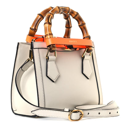 Gucci Wonka Grain Calfskin Mini Diana Tote Bag Mystic White Orange Fluo 3 of 8