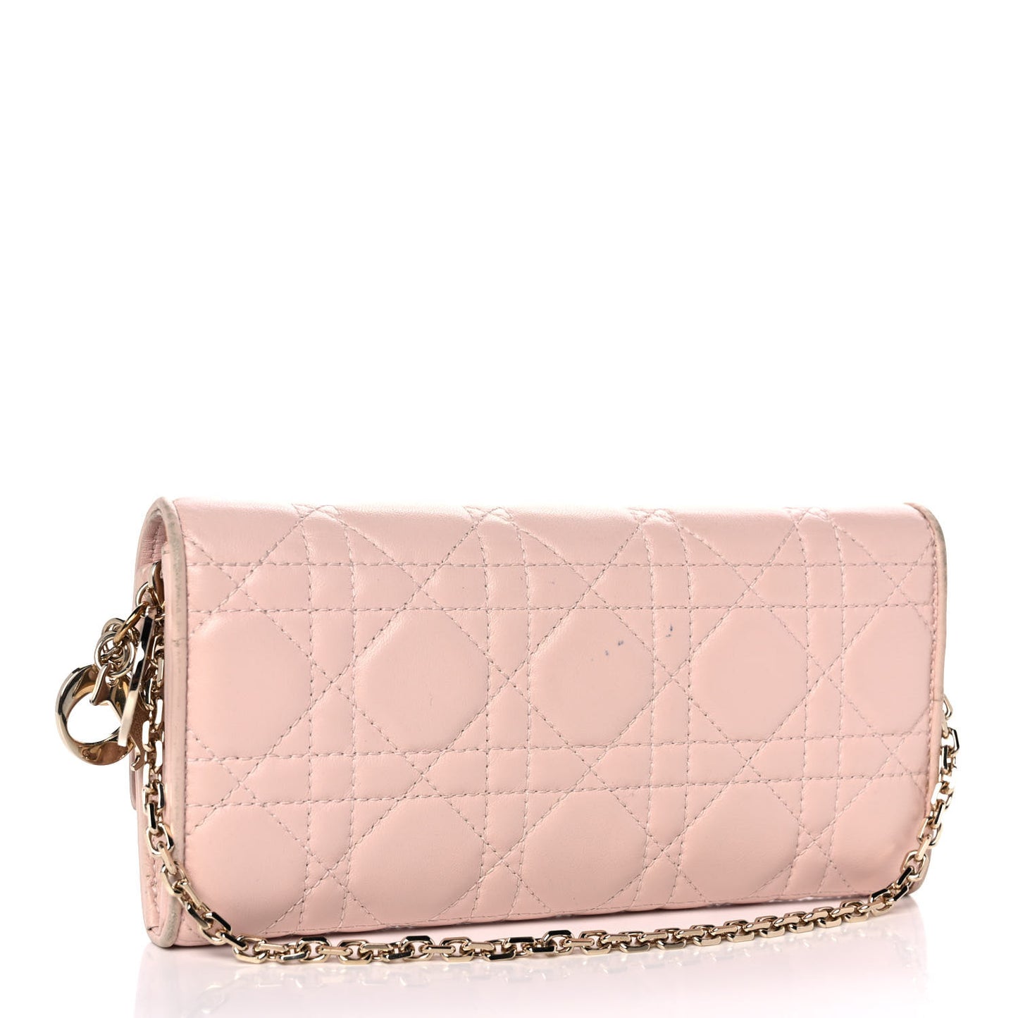 Lambskin Cannage Lady Dior Rendezvous Wallet On Chain Light Pink