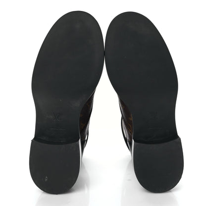 Louis Vuitton Calfskin Monogram Wonderland Flat Ranger Boots 39 Black 5 of 8