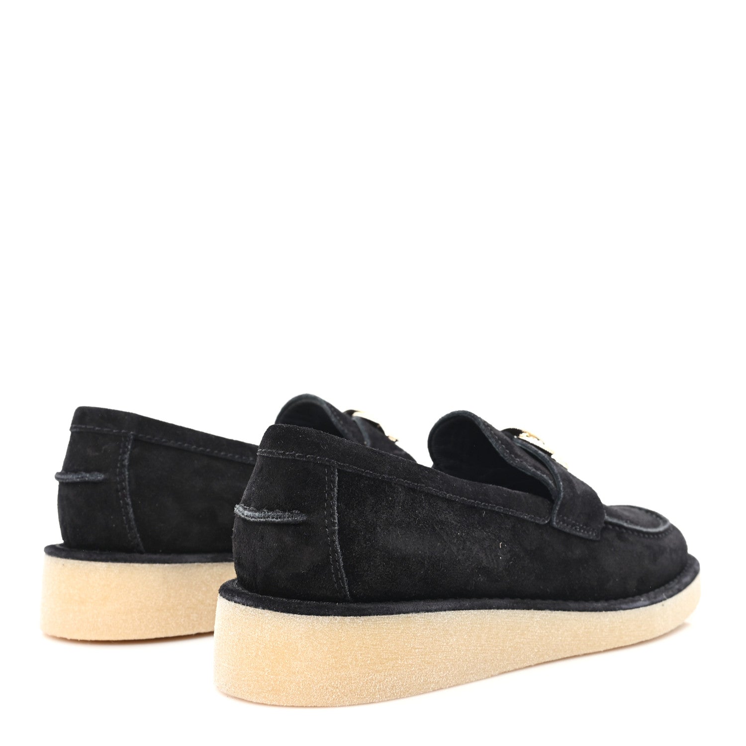 Chanel Suede Calfskin Pearl CC Moccasin Loafers 38.5 Black 5 of 10
