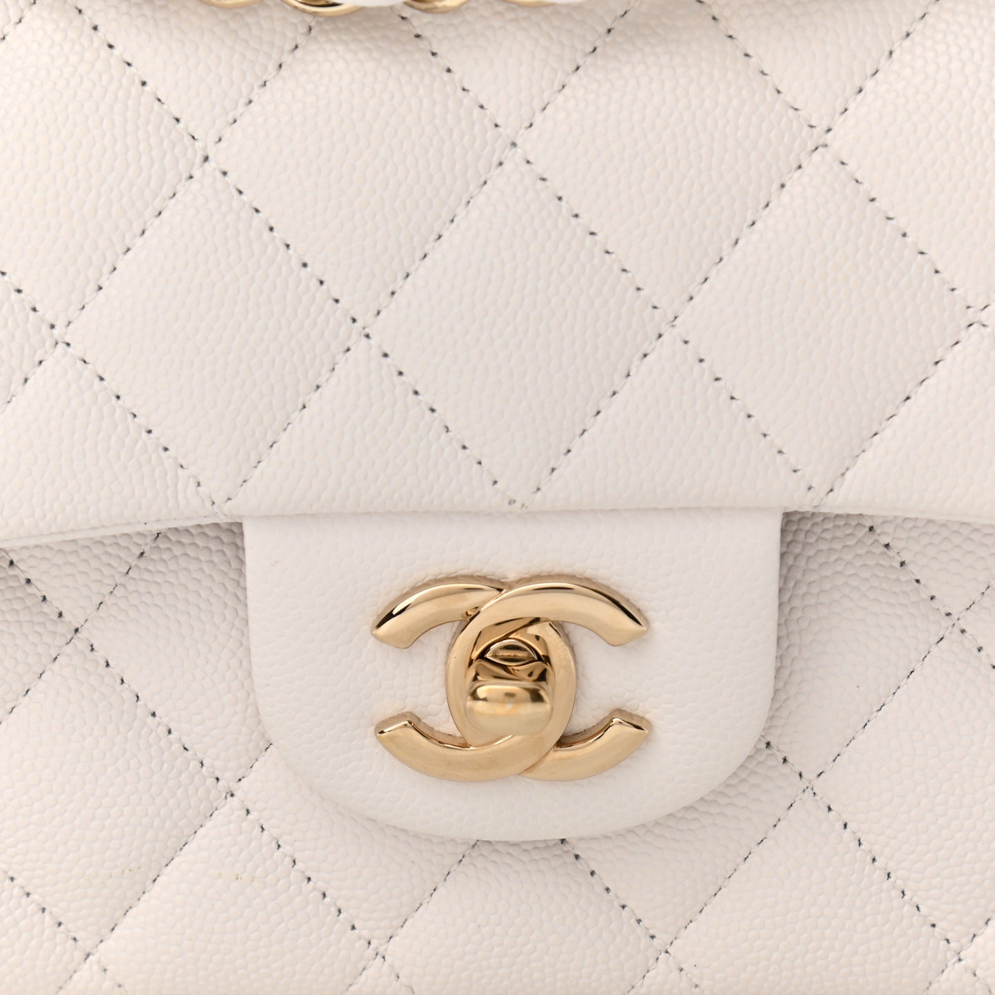 Caviar Quilted Medium Double Flap White