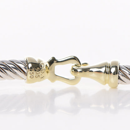 David Yurman Sterling Silver 18K Yellow Gold 3mm Cable Buckle Bracelet 4 of 4