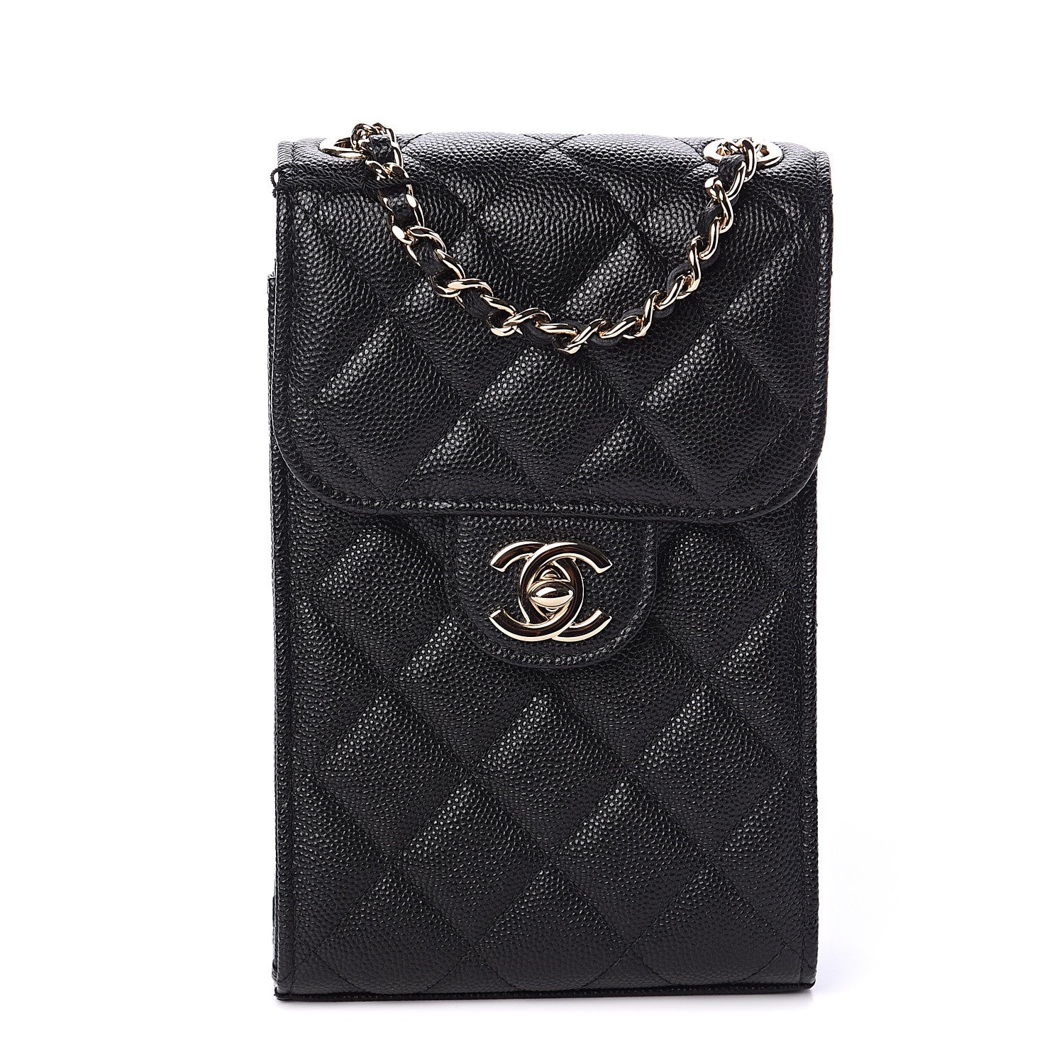 Chanel Caviar Quilted Phone Chain Clutch Black 1 of 10