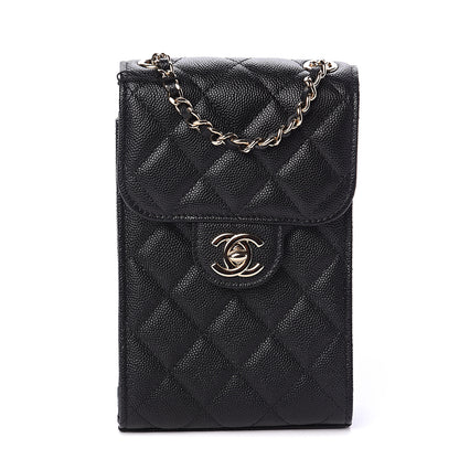 Chanel Caviar Quilted Phone Chain Clutch Black 1 of 10