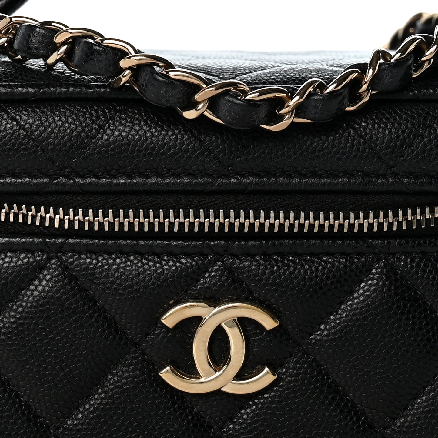 Caviar Quilted Small CC Vanity Case Black