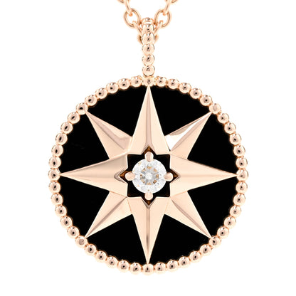 Christian Dior 18K Rose Gold Diamond Black Onyx Rose Des Vents Medallion Necklace 4 of 7