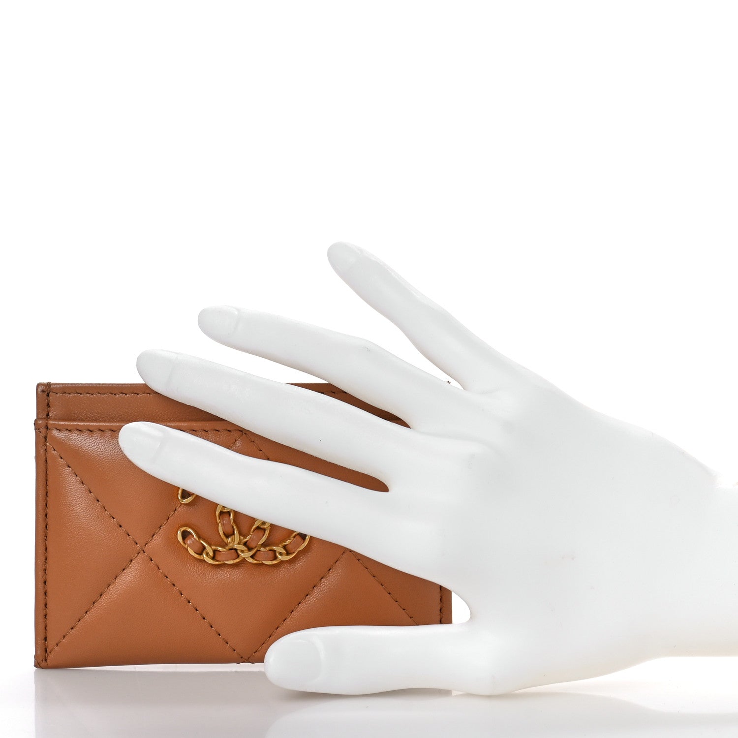Chanel Lambskin Quilted Chanel 19 Card Holder Brown 2 of 10