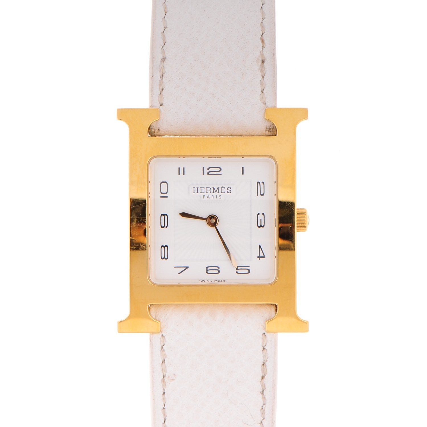 Hermes Stainless Steel Epsom 26mm Heure H Hour Quartz Watch Blanc 1 of 9