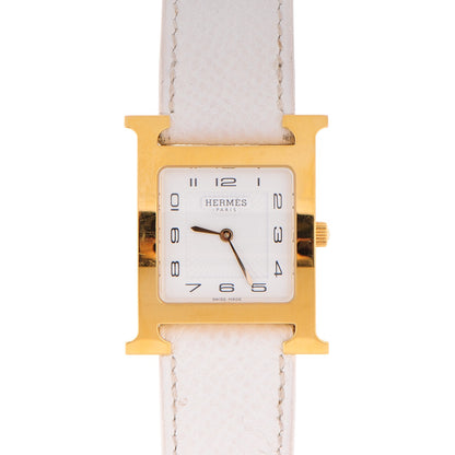 Hermes Stainless Steel Epsom 26mm Heure H Hour Quartz Watch Blanc 1 of 9