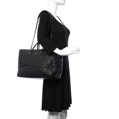 Chanel Caviar Lizard Quilted Large Coco Handle Shopping Tote Black 2 of 14