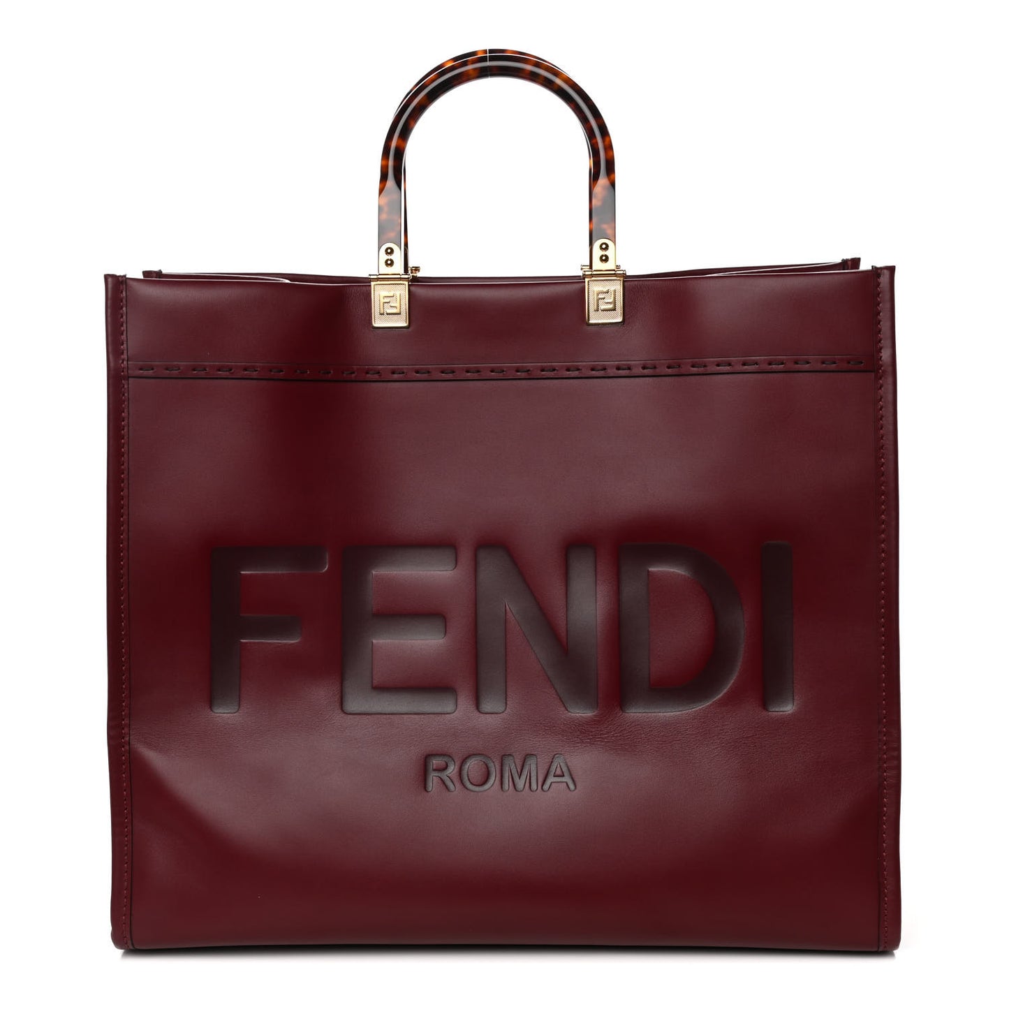 Vitello King Plexiglass Logo Embossed Large Fendi Sunshine Shopper Tote Barolo