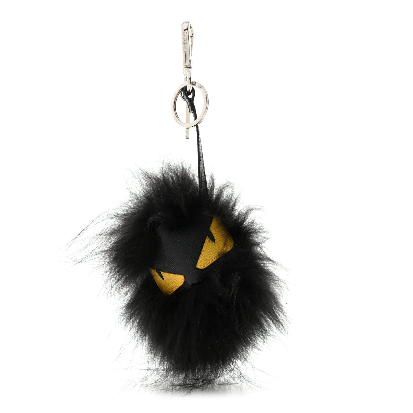 Vitello Elite Fox Fur Fusto Monster Bag Bug Charm Black Yellow