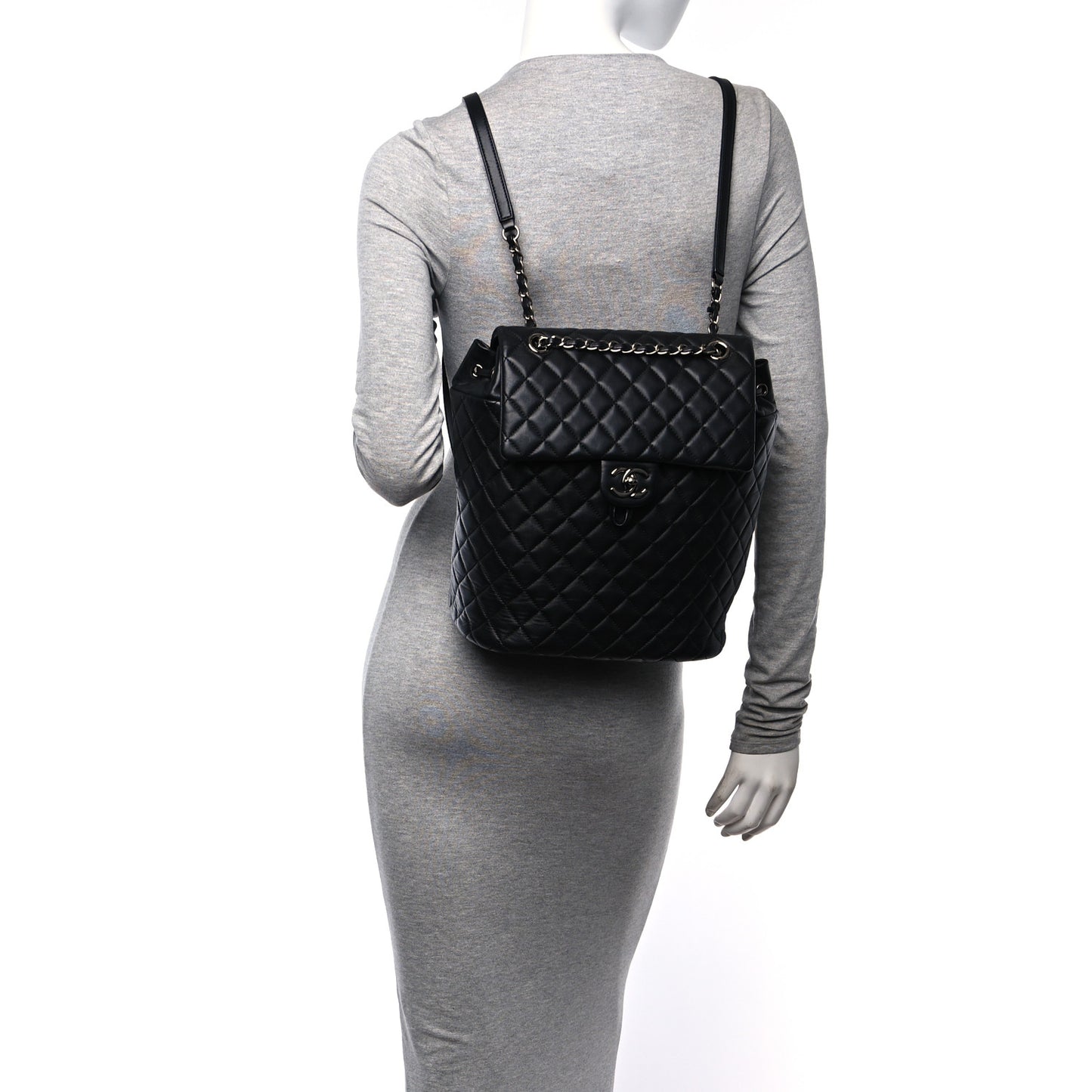 Lambskin Quilted Large Urban Spirit Backpack Black