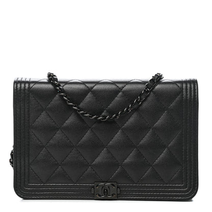 Chanel Caviar Quilted Boy Wallet On Chain WOC So Black 1 of 13