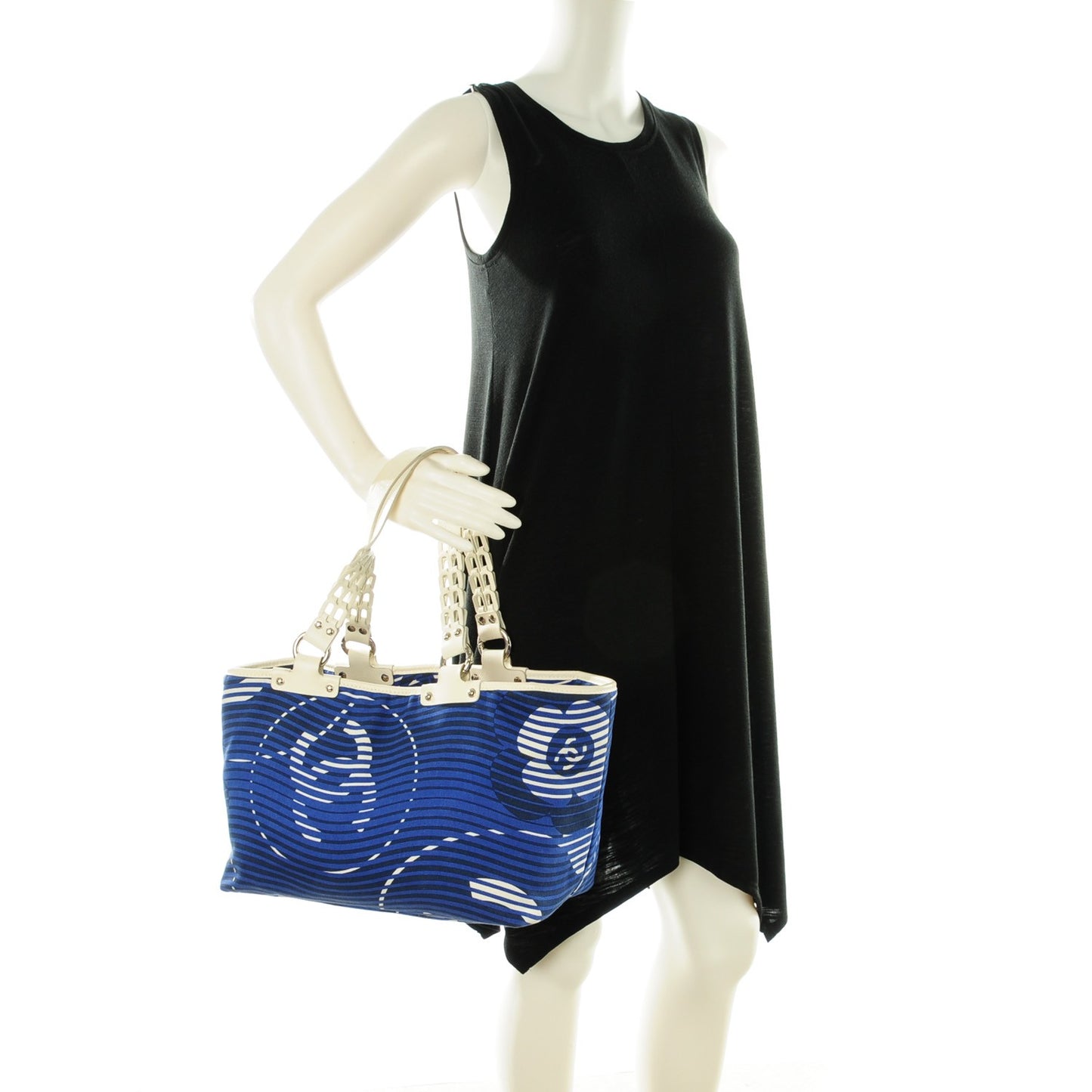 Canvas Camellia Flower Beach Tote Blue