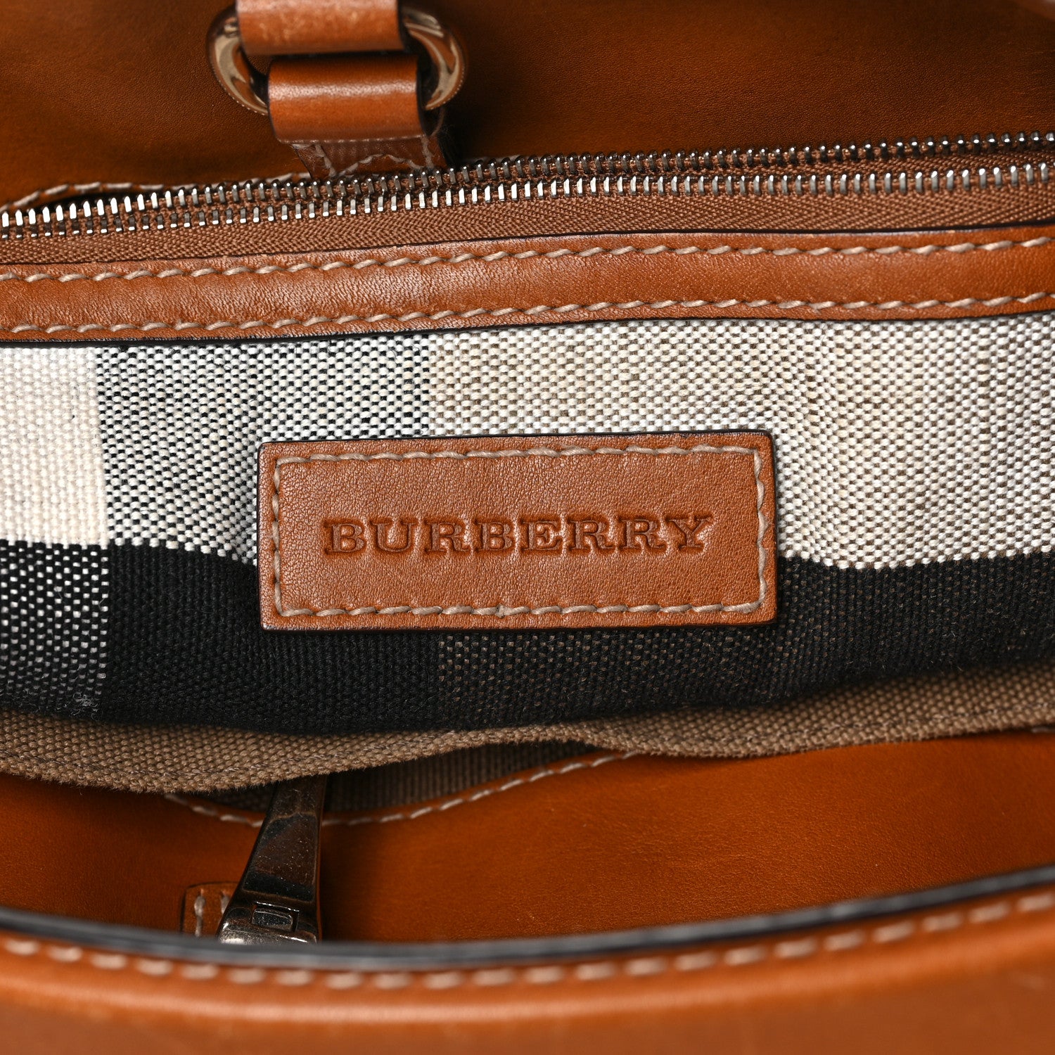 Burberry Canvas Mega Check Medium Ashby Hobo Saddle Brown 6 of 9