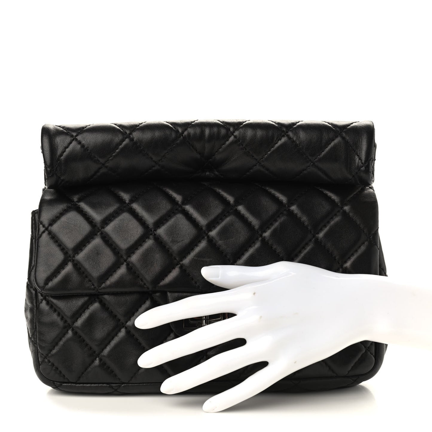 Lambskin Quilted Medium Roll Reissue Clutch Black