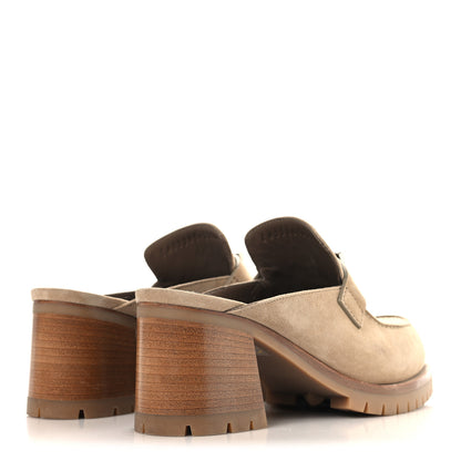 Hermes Suede Goatskin Flore 60 Mules 35.5 Beige 5 of 10