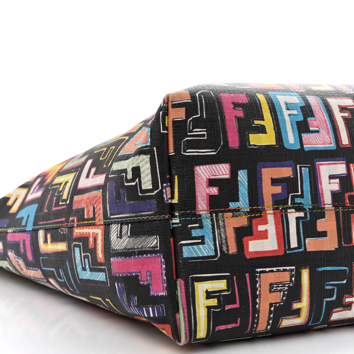 Fendi Zucca Spalmati Patent Zucchino Screen Print Medium Roll Tote Tobacco Multicolor Black 9 of 12