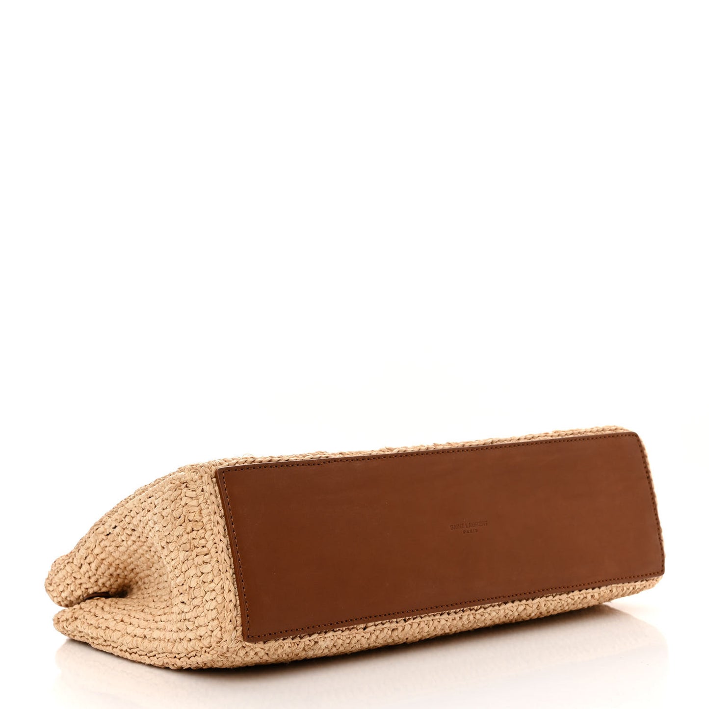 Raffia Calfskin Panier Rectangle Tote Naturel Brick