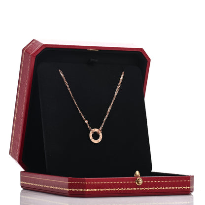 Cartier 18K Pink Gold 2 Diamond LOVE Necklace 5 of 5