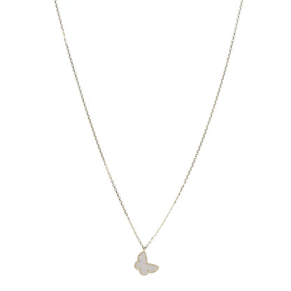 Van Cleef & Arpels 18K Yellow Gold Mother of Pearl Sweet Alhambra Butterfly Pendant Necklace 1 of 5