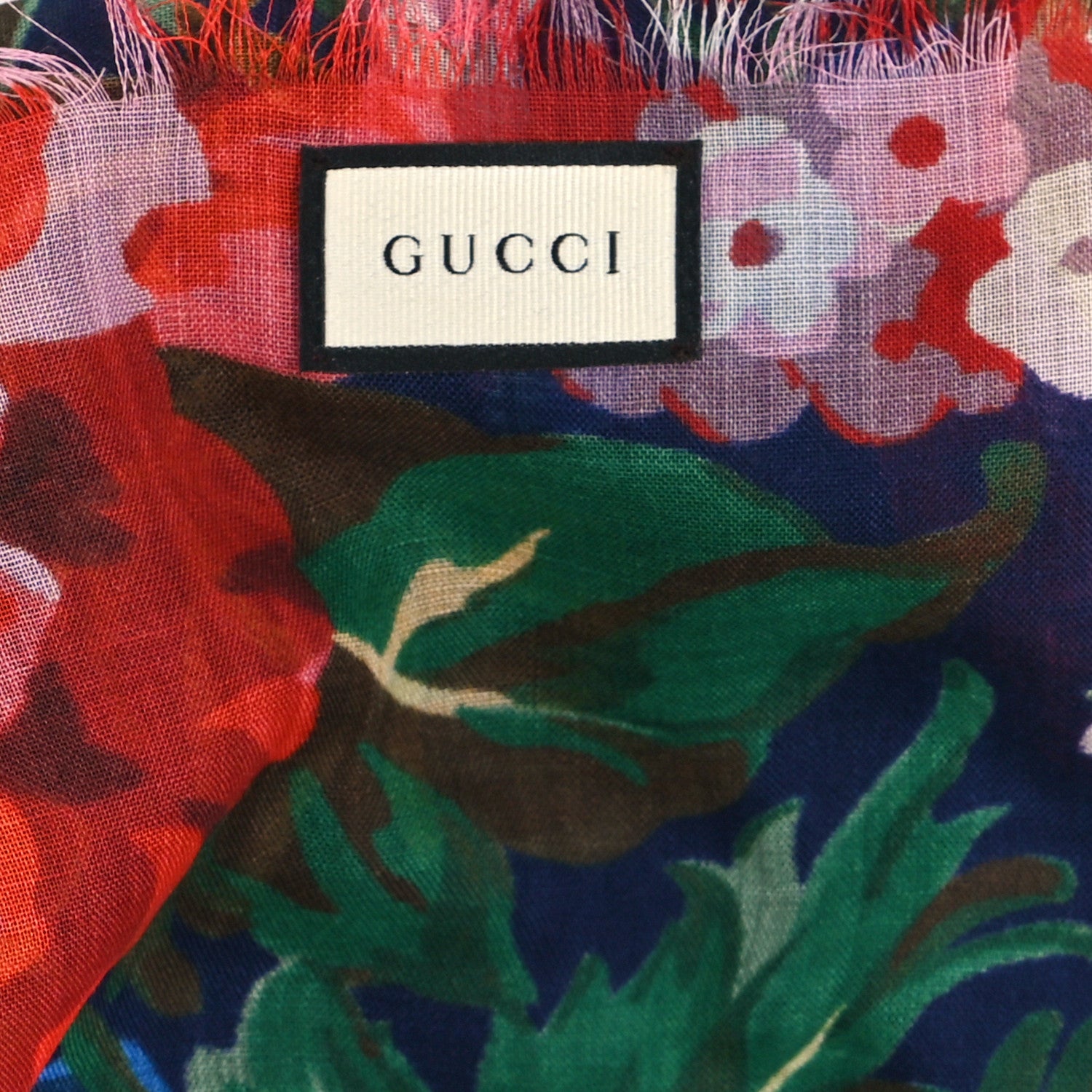Gucci Wool Josephine Square Shawl Navy Pink 2 of 3