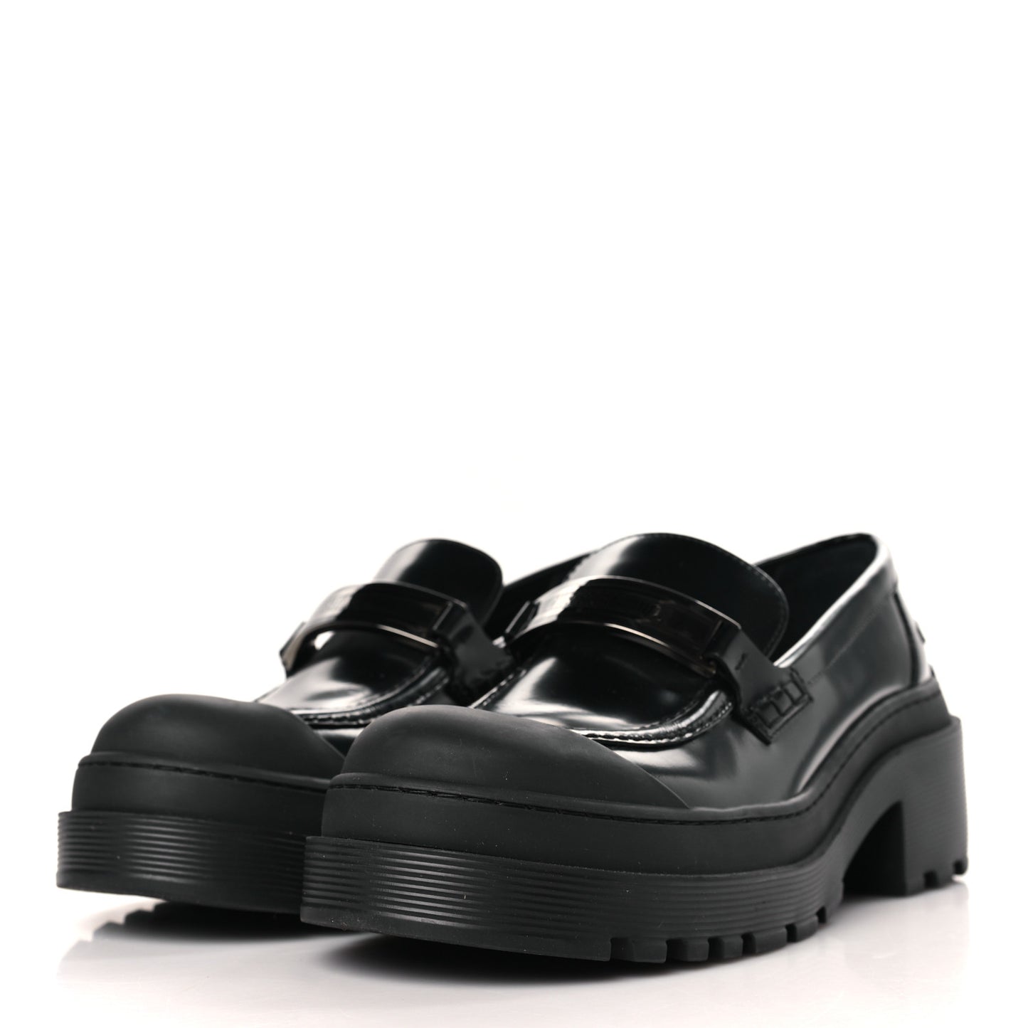 Brushed Calfskin Dior Code Lug Sole Platform 35mm Loafers 39.5 Black