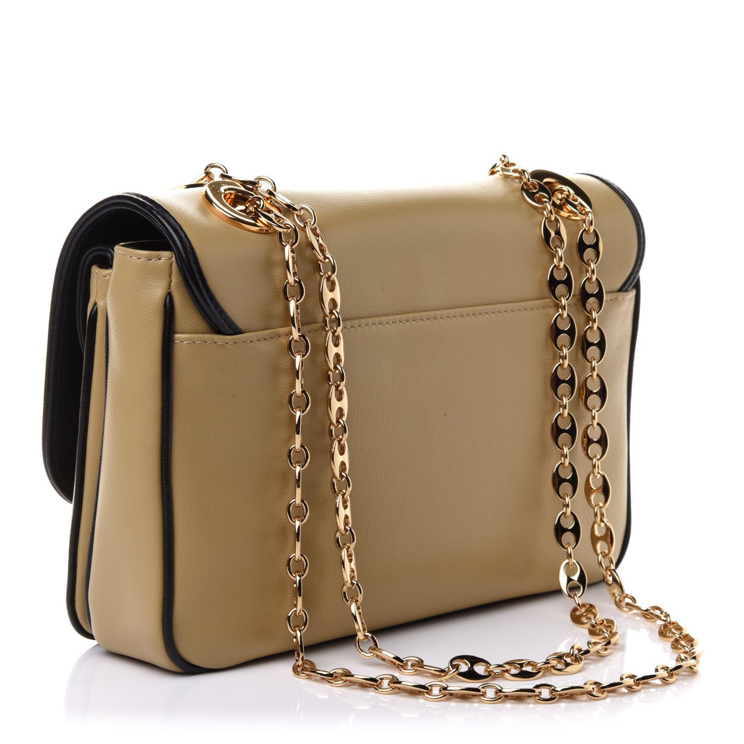 Gucci Azalea Calfskin Bi-Color Small Marina Chain Shoulder Bag Beige Black 2 of 10