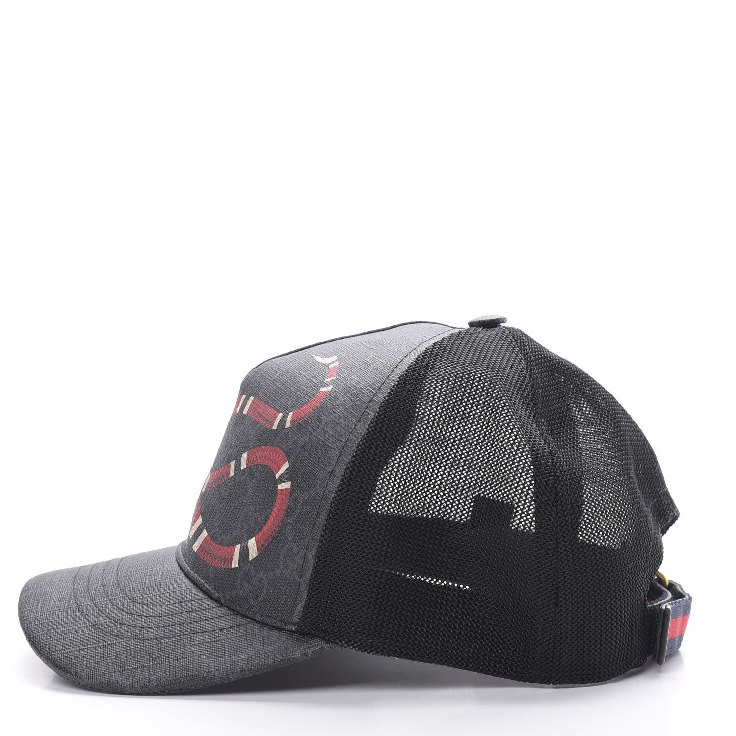 Gucci GG Supreme Monogram Kingsnake Print Baseball Hat S 57 Black 3 of 7