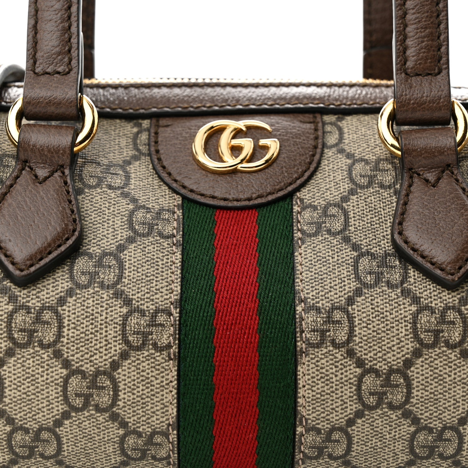 Gucci GG Supreme Monogram Web Small Ophidia Boston Bag Beige New Acero 8 of 13
