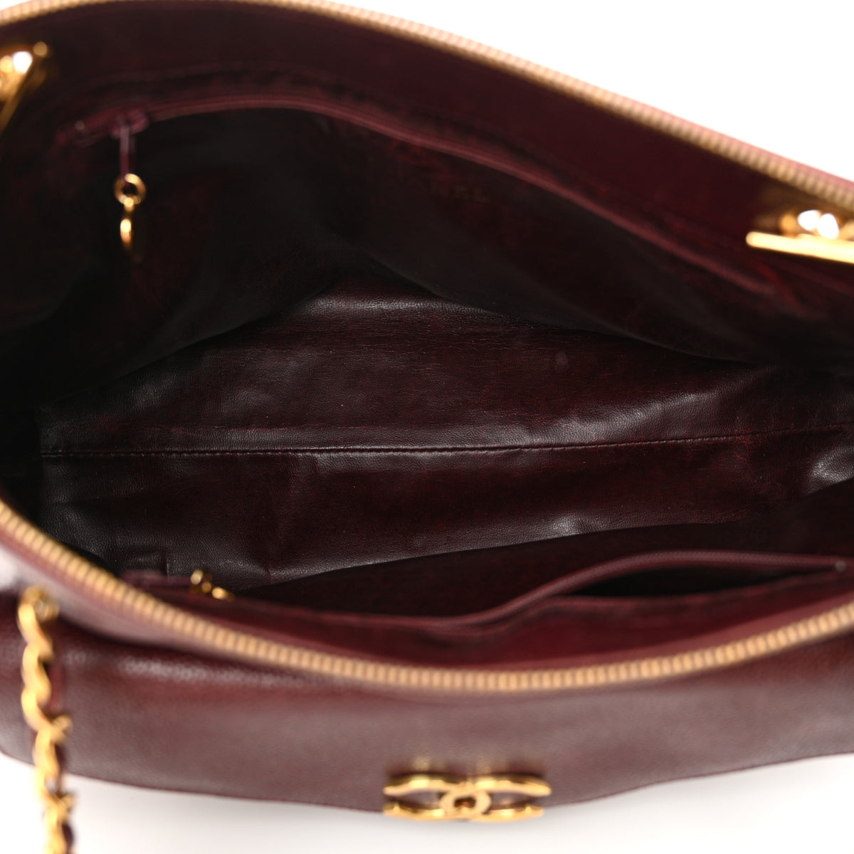Caviar Flap Shoulder Bag Burgundy