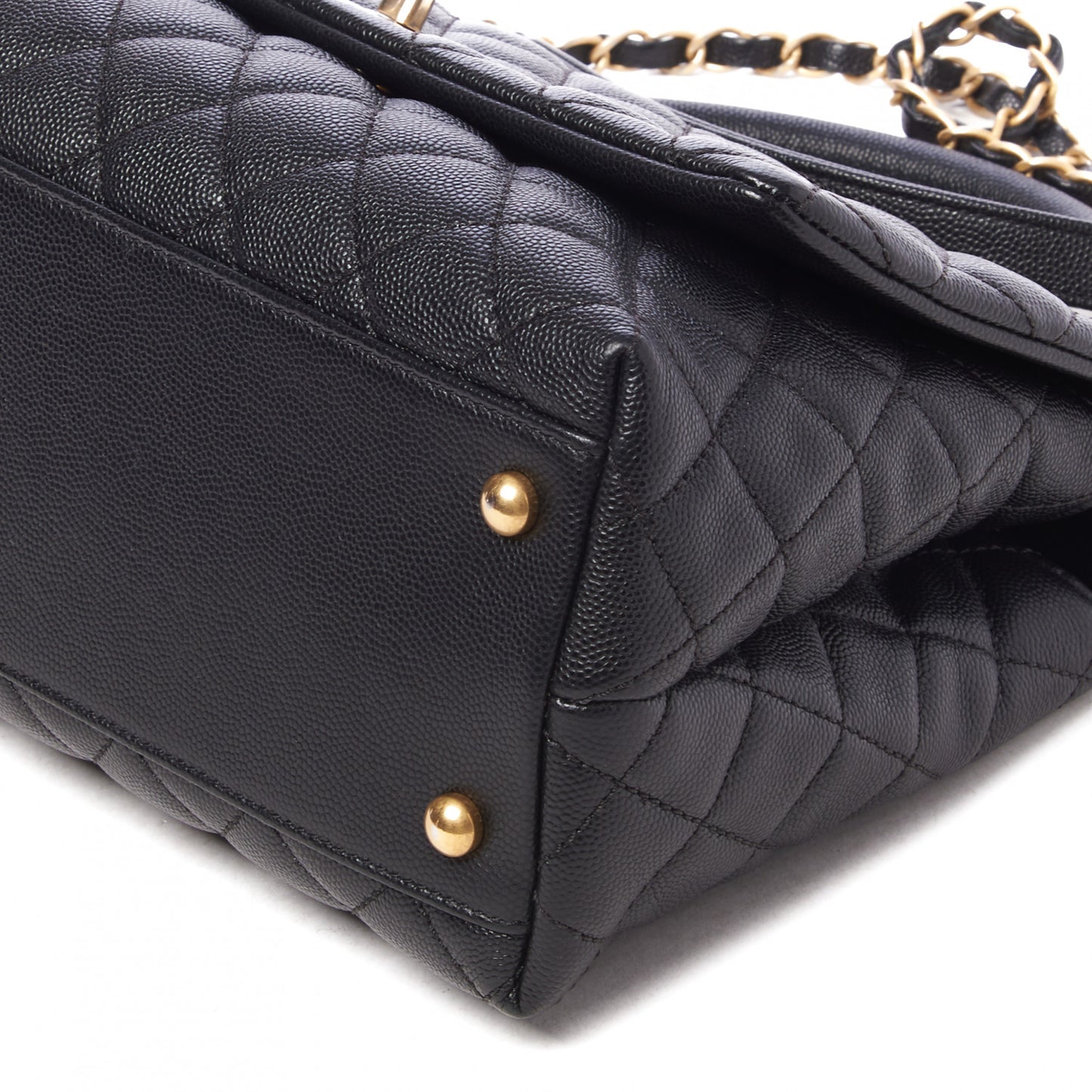 Caviar Quilted Small Coco Handle Flap Black