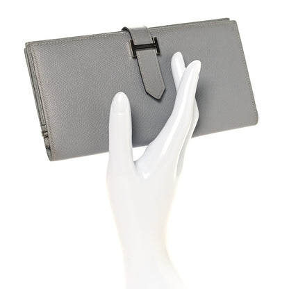 Hermes Epsom Bearn Gusset Wallet Bleu Lin 2 of 9