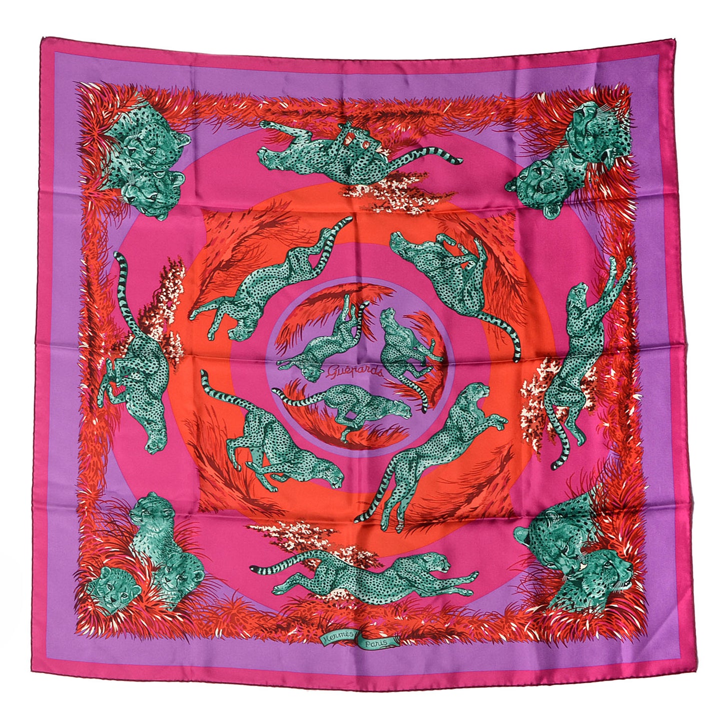 Silk Guepards Scarf 90