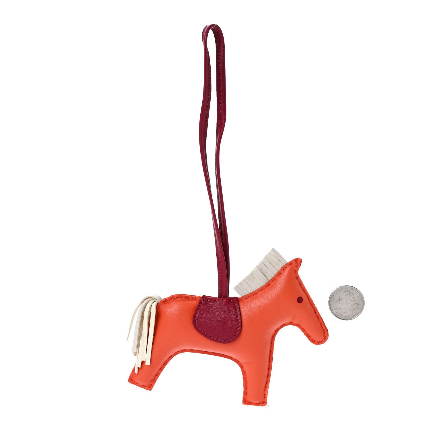 Hermes Milo Lambskin Grigri Rodeo Horse Bag Charm PM Orange Poppy Craie Terre Battue 2 of 5