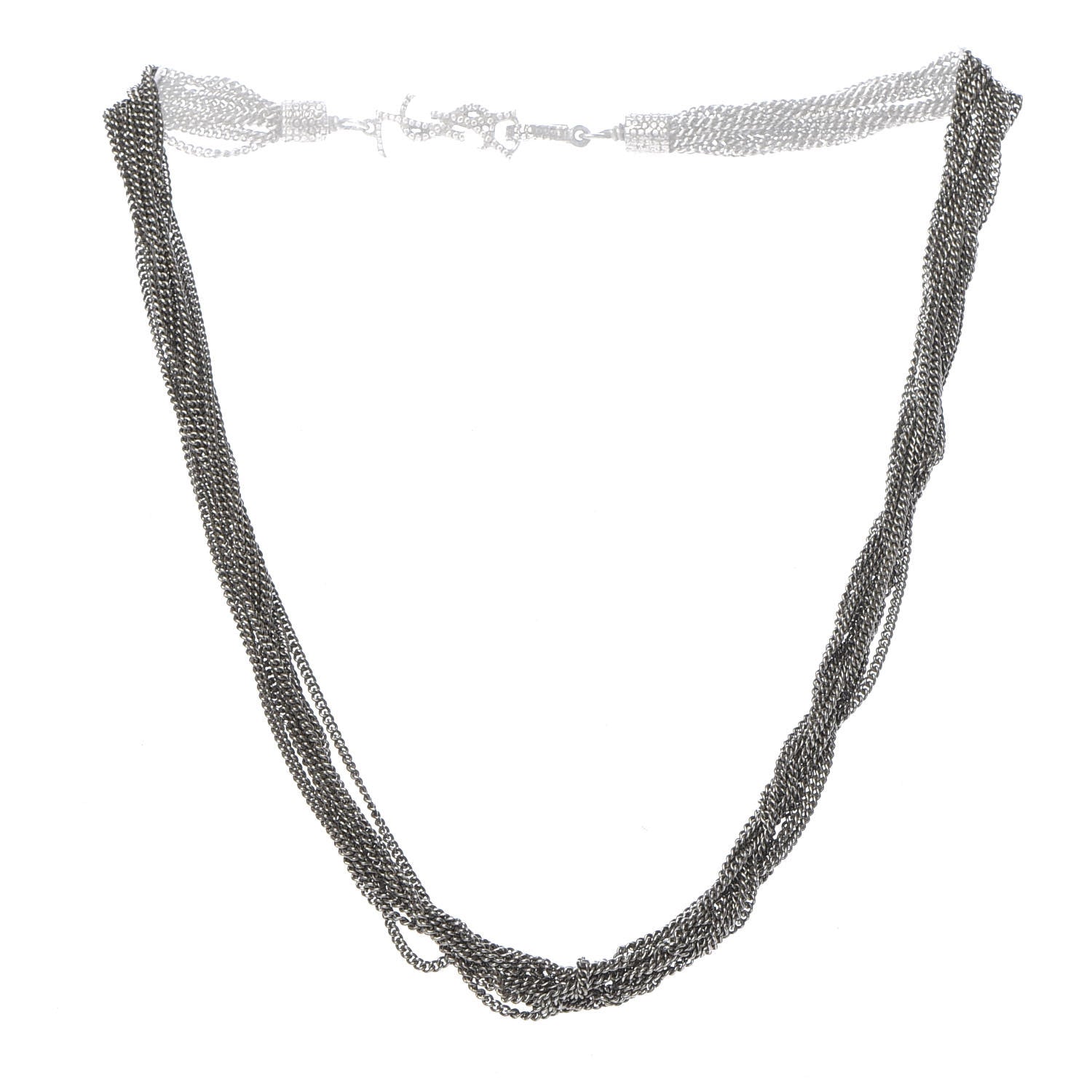 Saint Laurent Lou Lou Twisted Chains Necklace Silver 3 of 4