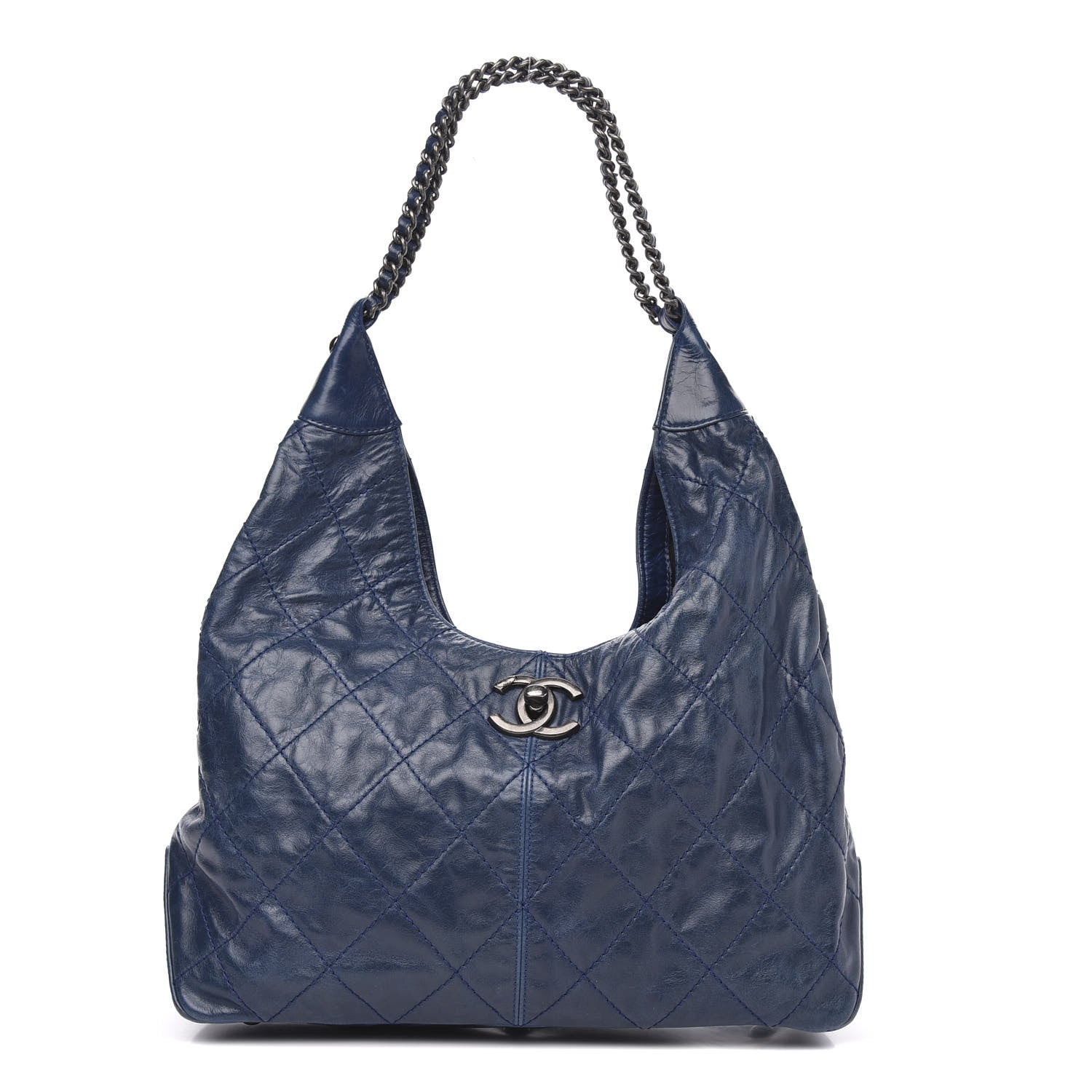 Chanel Aged Calfskin Quilted Coco Supple Hobo Blue 1 of 14