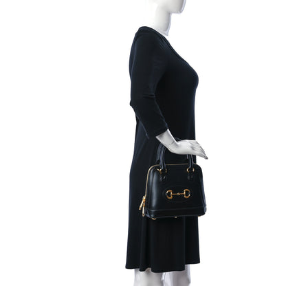 Gucci Boarded Plutone Calfskin Small Horsebit 1955 Top Handle Bag Black 2 of 13