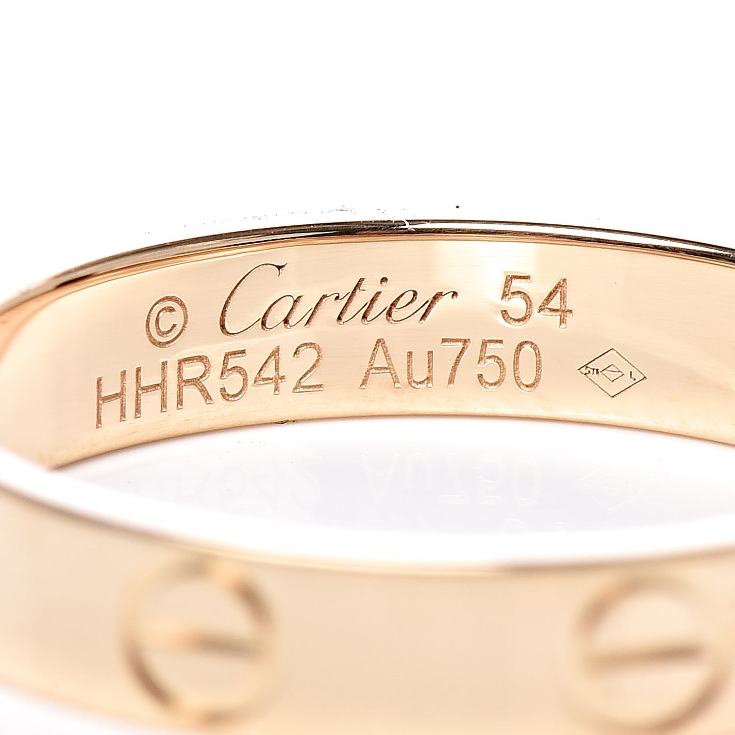 18K Yellow Gold 3.5mm LOVE Wedding Band Ring 54 6.75