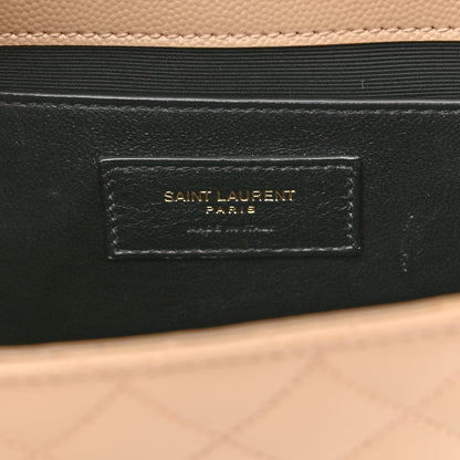 Saint Laurent Grain De Poudre Textured Mixed Matelasse Medium Triquilt Monogram Satchel Dark Beige 7 of 11