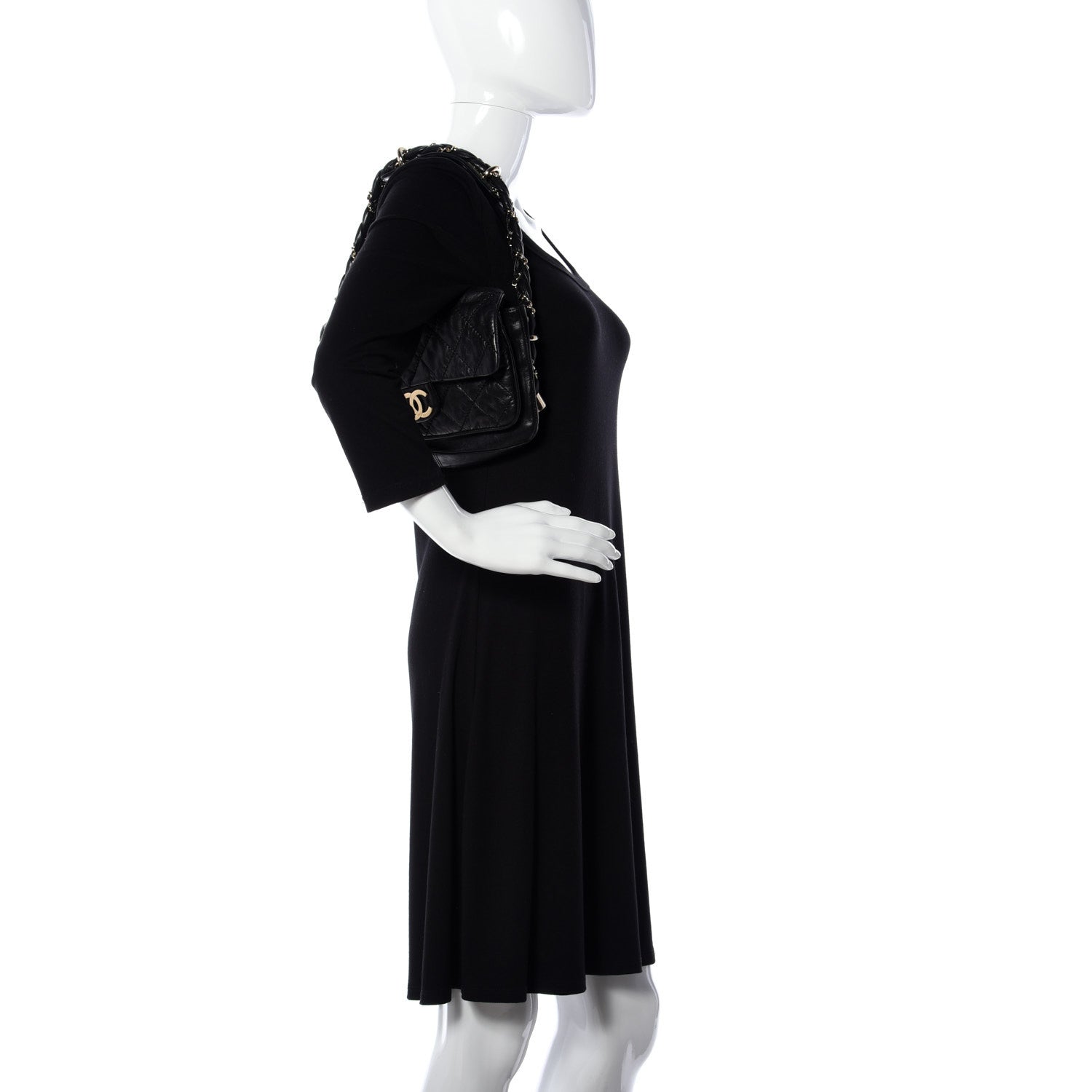 Chanel Distressed Lambskin Small Lady Braid Flap Black 2 of 9