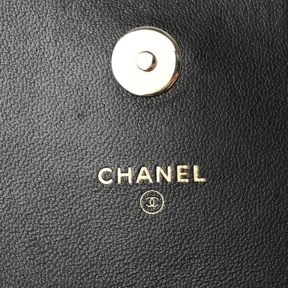 Chanel Lambskin Quilted Pearl CC Flap Clutch Black 6 of 11