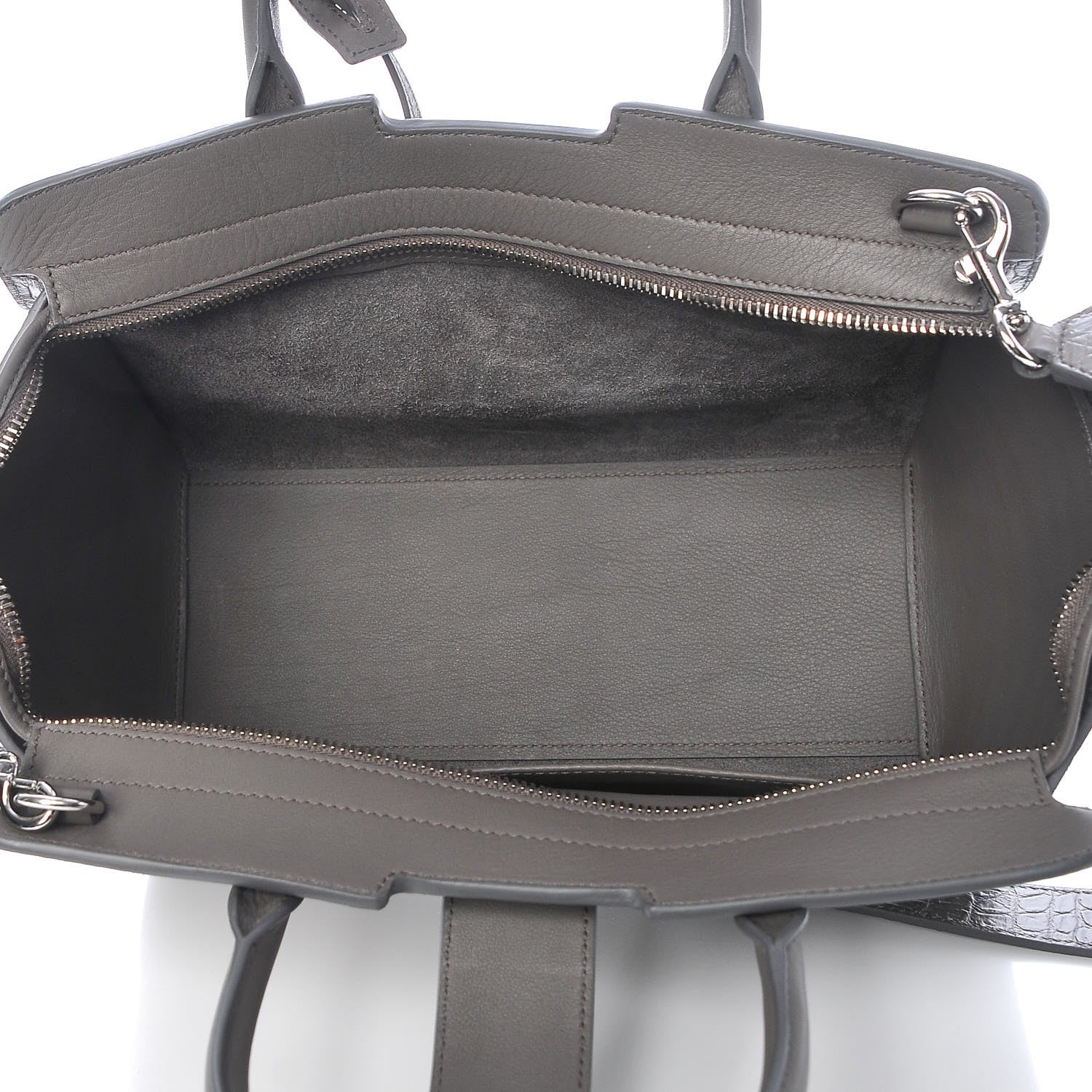 Saint Laurent Smooth Calfskin Crocodile Embossed Baby Monogram Downtown Cabas Earth 5 of 7