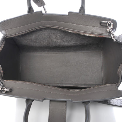 Saint Laurent Smooth Calfskin Crocodile Embossed Baby Monogram Downtown Cabas Earth 5 of 7
