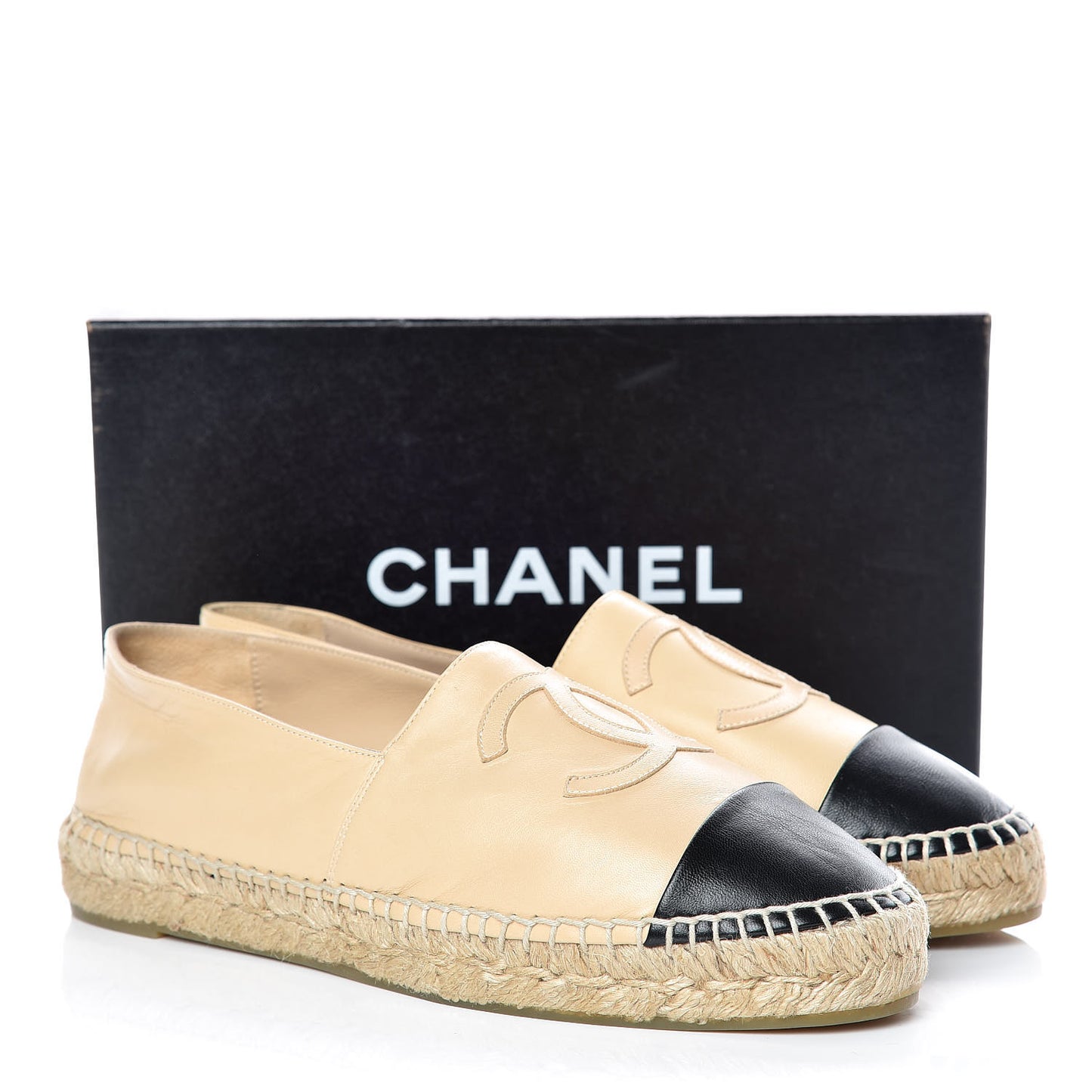 Lambskin CC Espadrilles 40 Beige Black