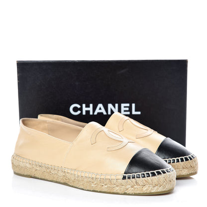 Chanel Lambskin CC Espadrilles 40 Beige Black 11 of 11