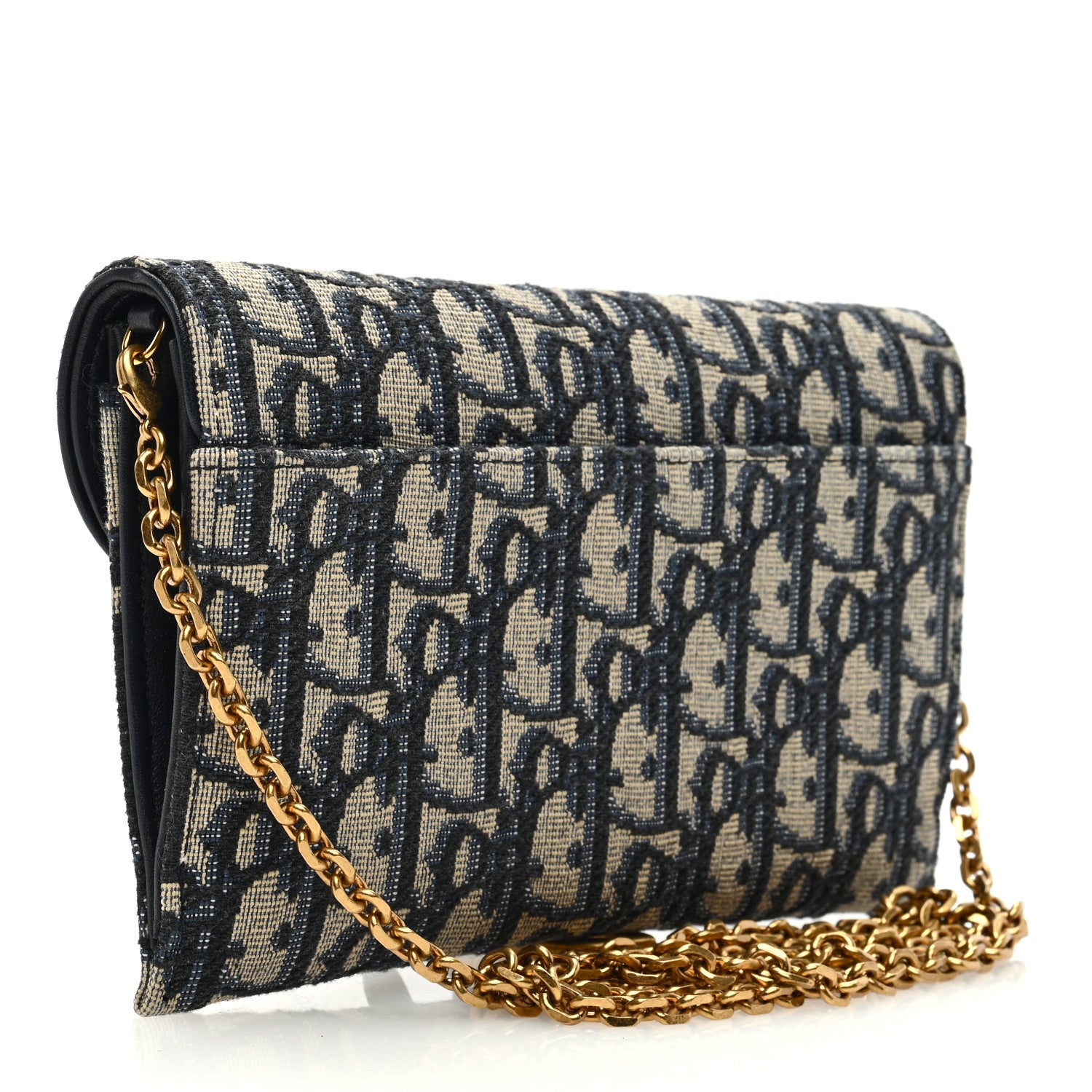 Christian Dior Oblique Saddle Chain Long Wallet Blue 3 of 10