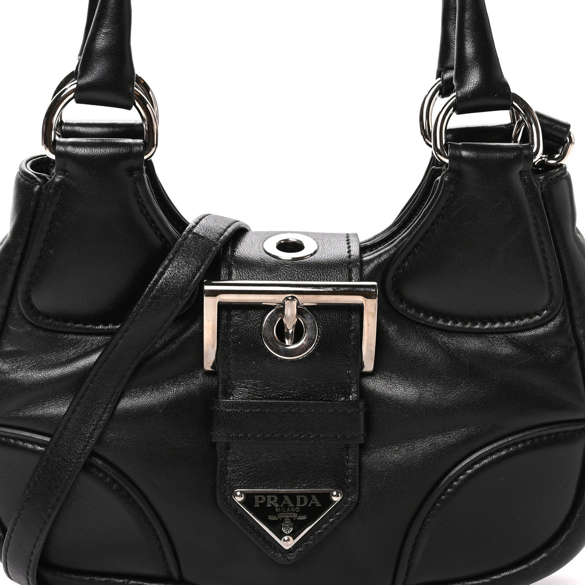 Prada Nappa Soft Padded Re-Edition 2002 Moon Bag Black 7 of 9